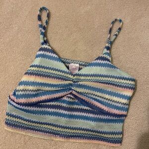 No Boundaries striped knit cropped halter top-large like new